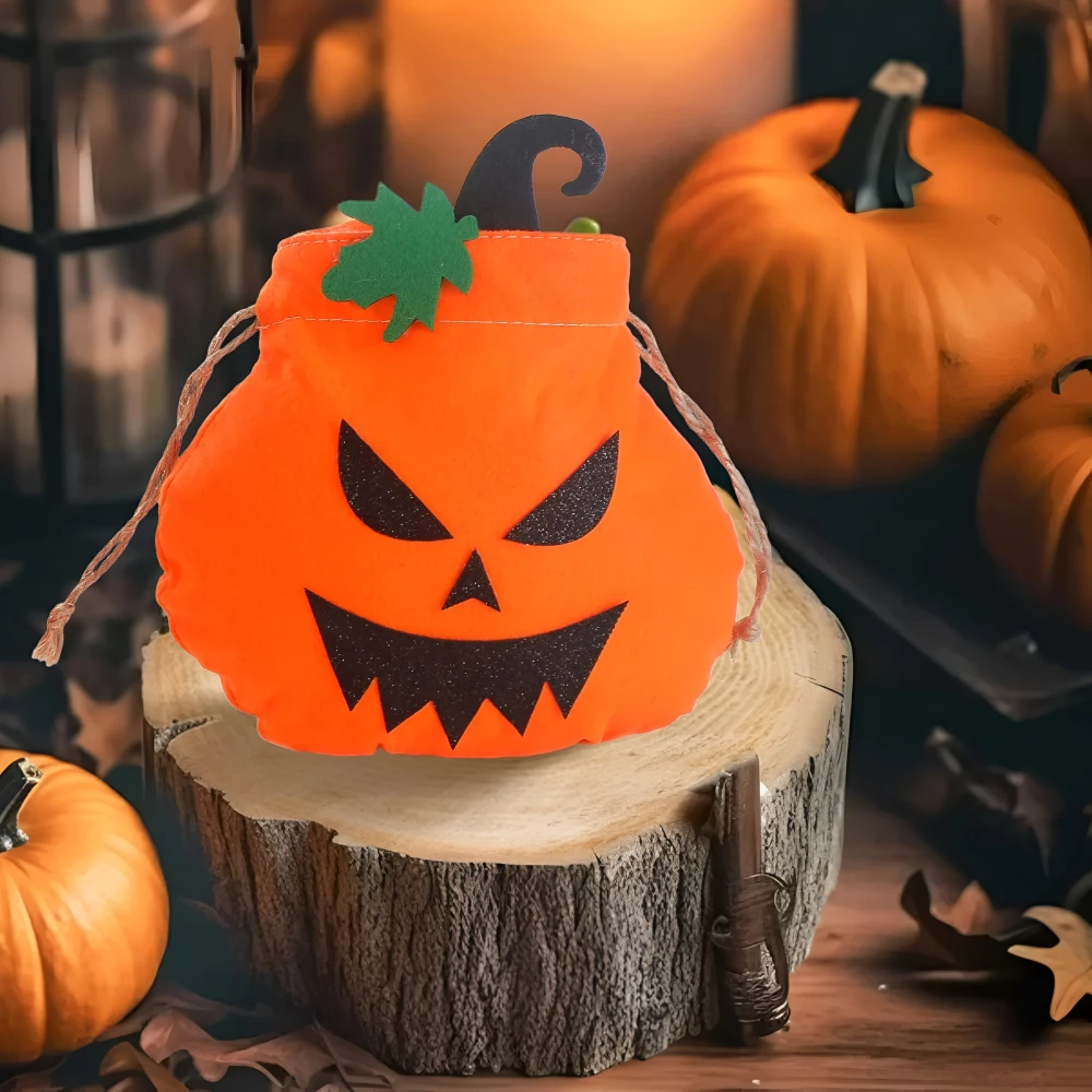 Portable Halloween Pumpkin Drawstring Bag - Ghost Pumpkin Candy Bag for Trick or Treat - Image 4