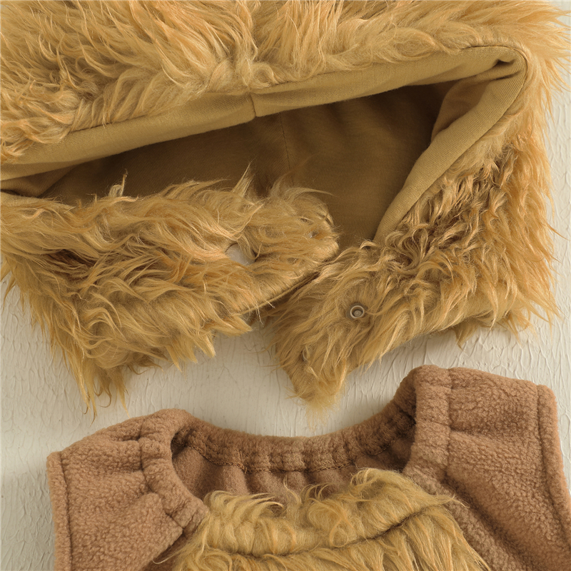 Adorable Baby Halloween Wolf Costume - Plush Romper with Hat - Image 4