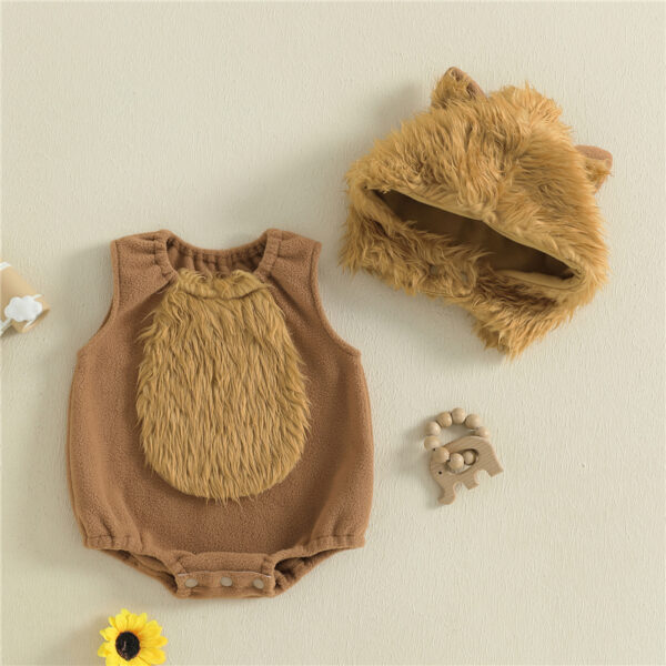 Adorable Baby Halloween Wolf Costume - Plush Romper with Hat