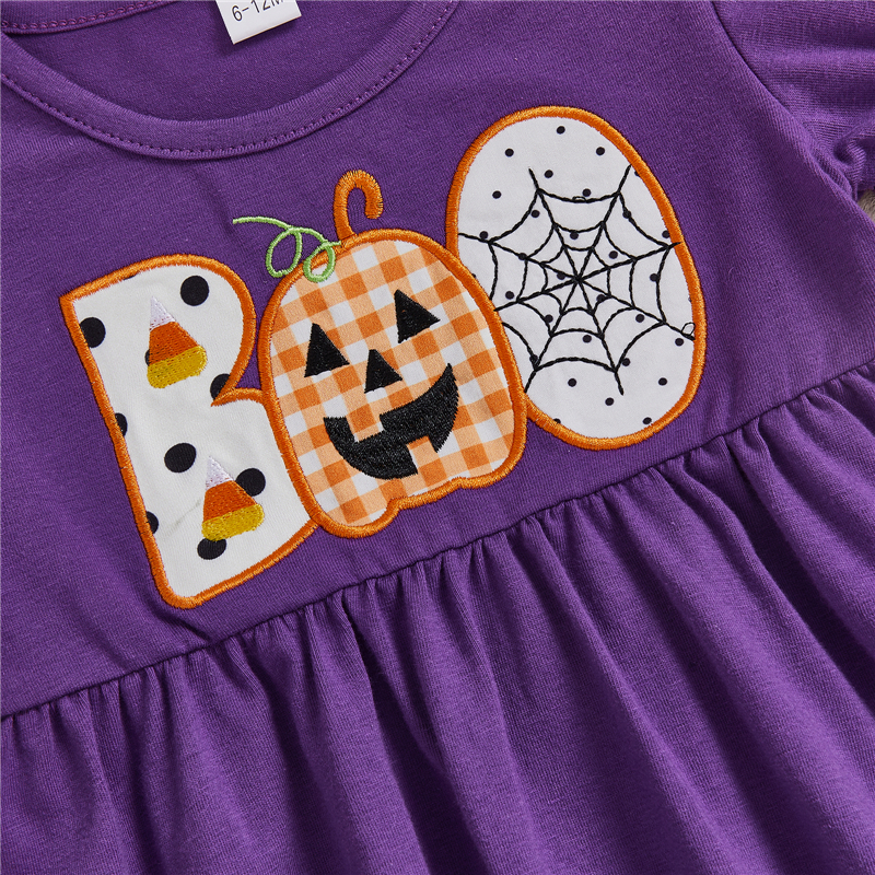 Adorable Pumpkin Embroidered Baby Romper - Perfect for Halloween - Image 4