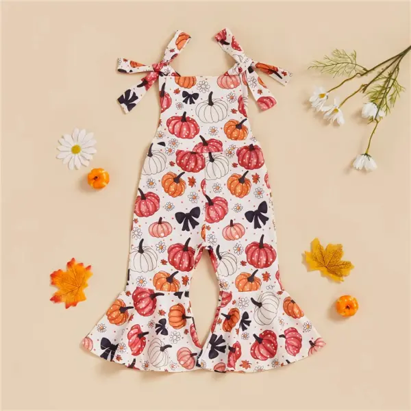 Fashion Toddler Baby Girls Halloween Pumpkin Print Sleeveless Jumpsuit