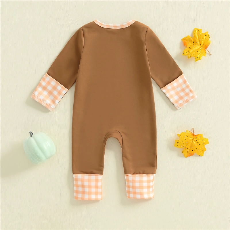 Baby Halloween Romper Pumpkin Animal Embroidery Long Sleeve Jumpsuit - Image 5