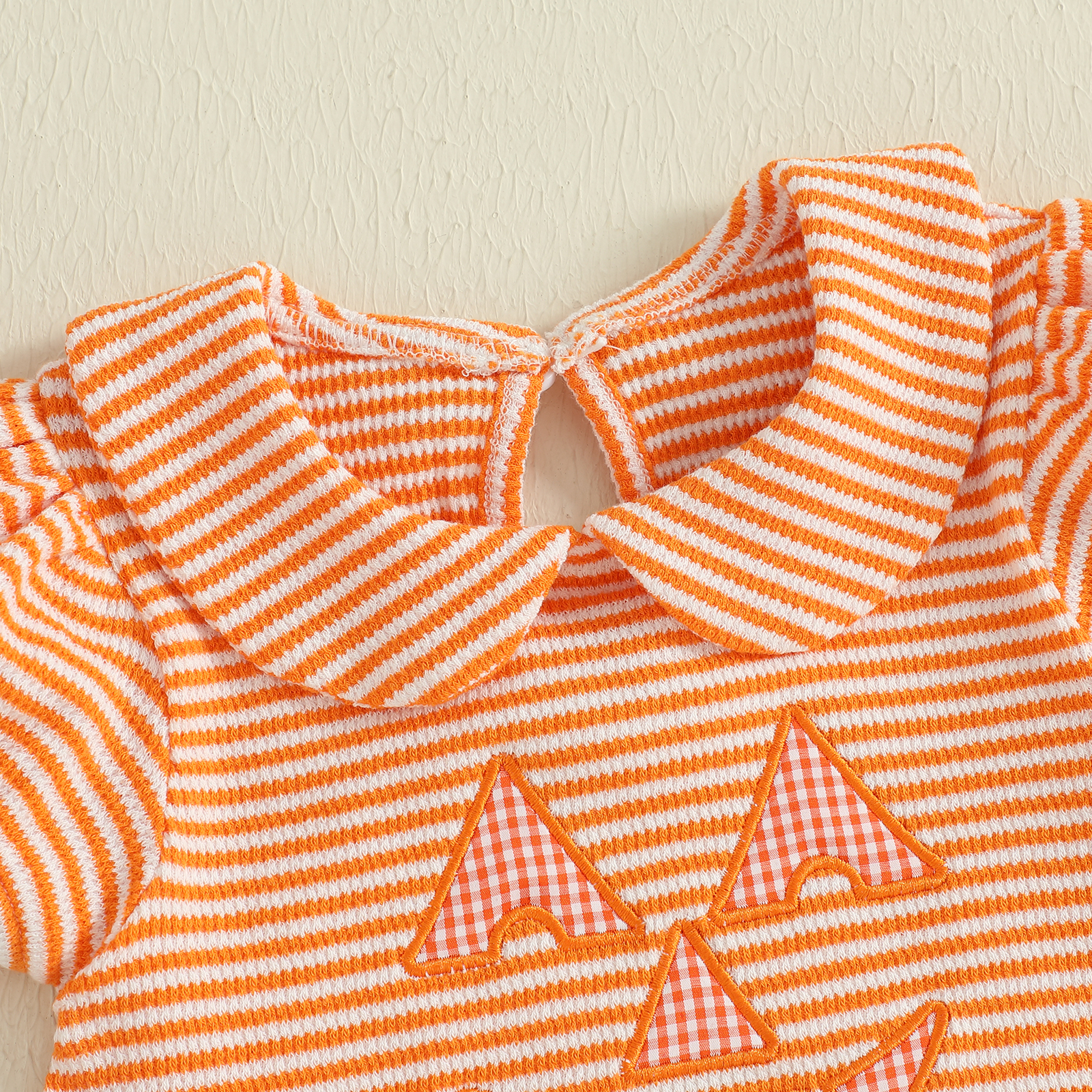 Baby Girl Halloween Pumpkin Plaid Bubble Romper Jumpsuit - Image 5