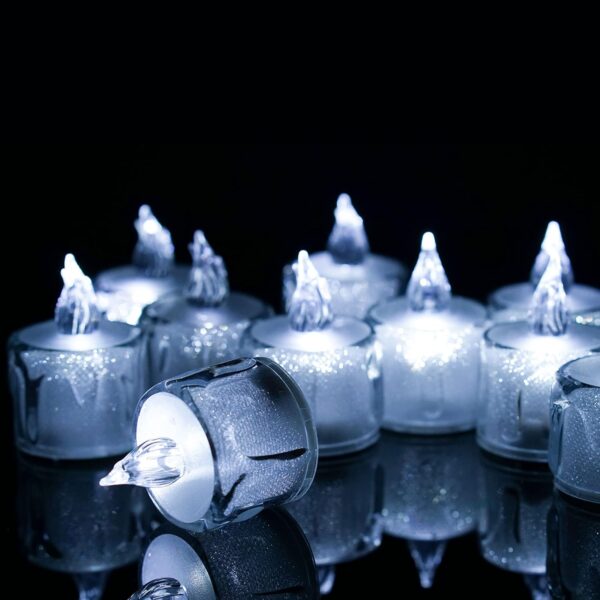 Flameless LED Tea Light Candles – Safe, Warm White LED Wishing Lights