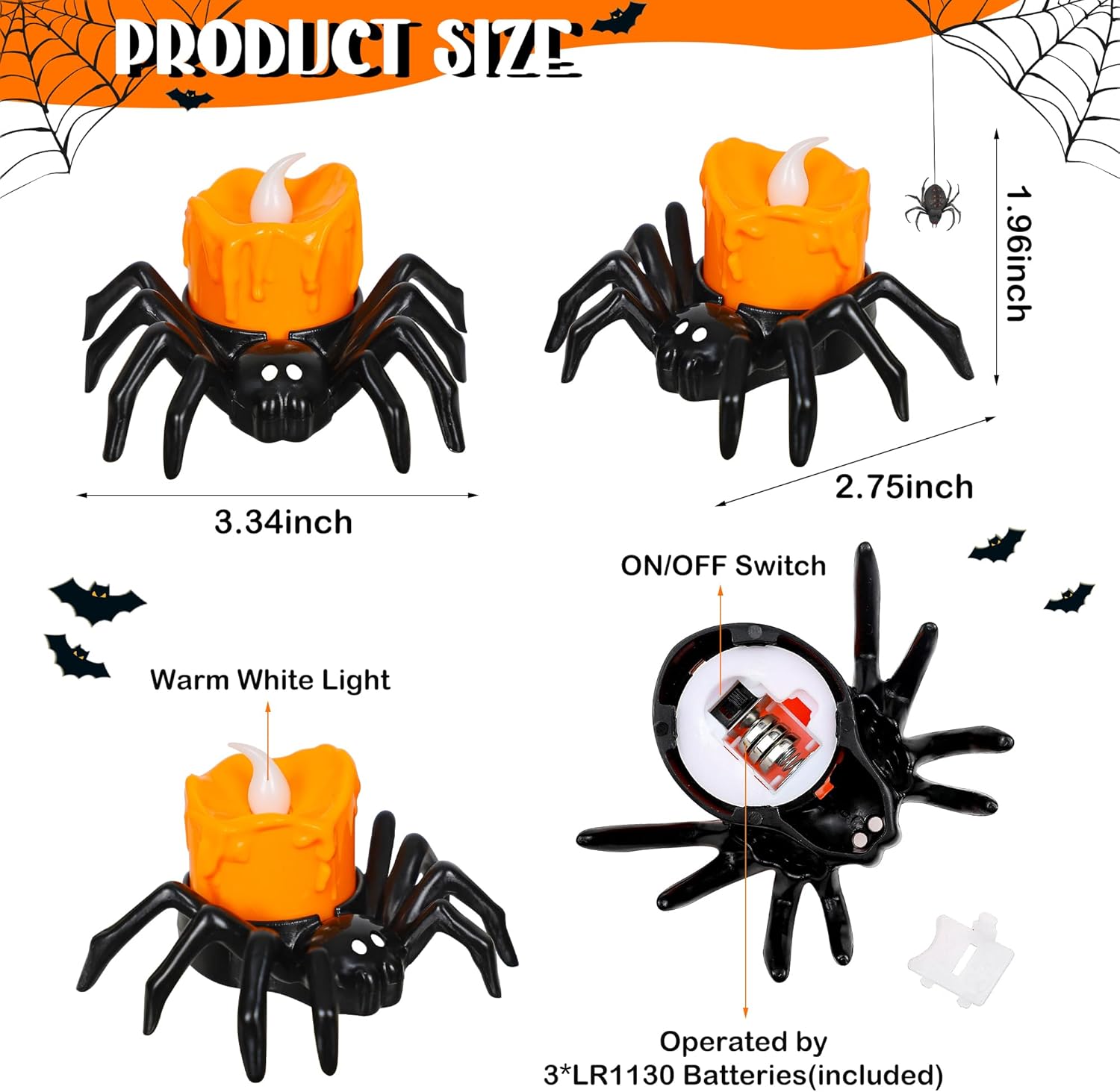 Halloween LED Spider Pumpkin Candle Lights – Battery-Operated Haunted House Party Decor - Image 5