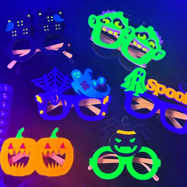 Halloween Neon Party Eyeglasses for Kids – Pumpkin, Ghost, Bat & Spider Web