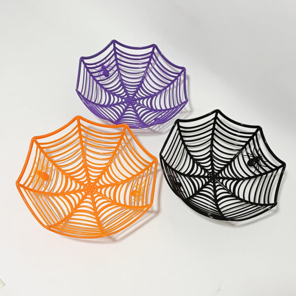 Halloween Candy Basket - Spider Web Design Snacks & Fruit Bowl for Parties