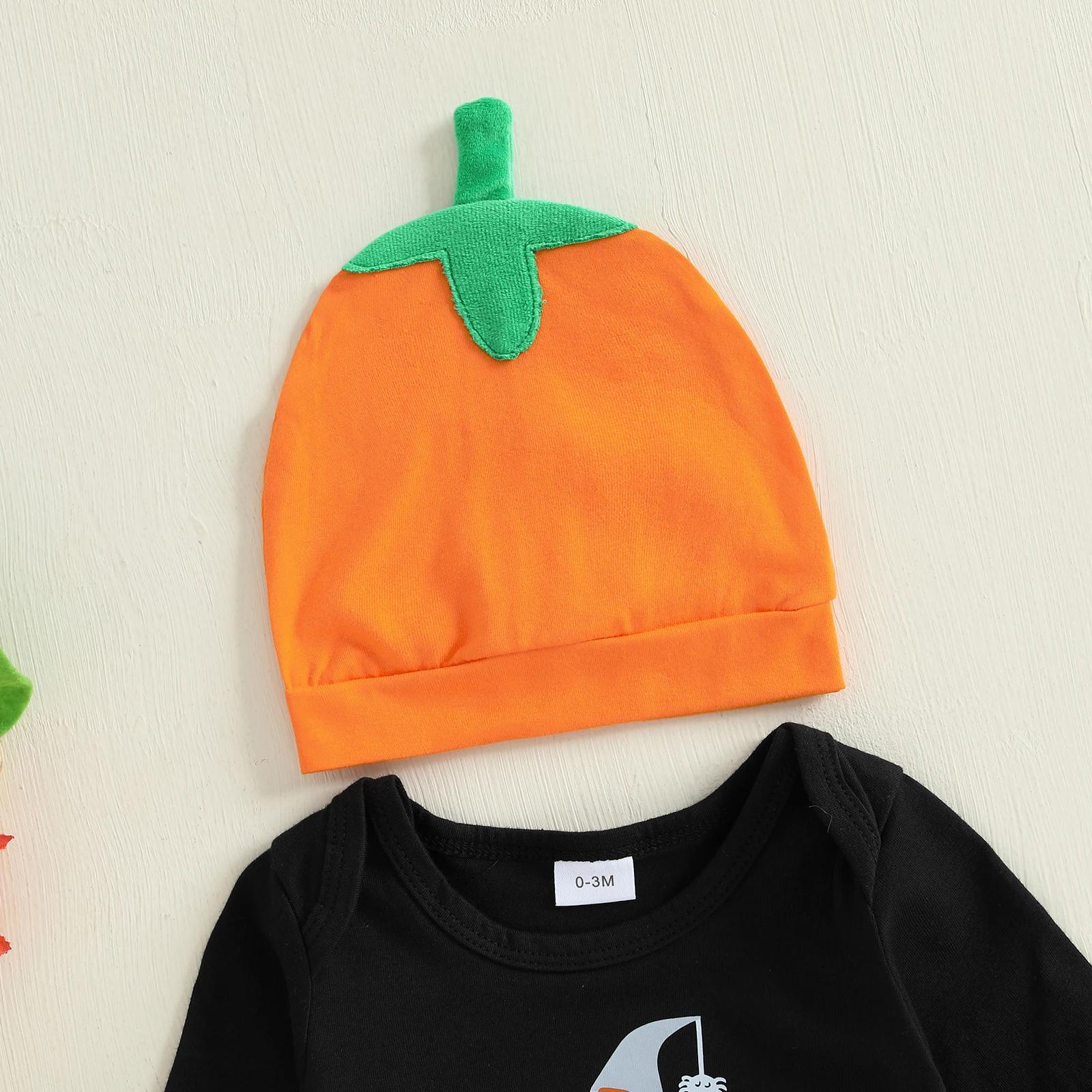 Baby Halloween Outfit 3Pcs Set Romper Pumpkin Pants & Hat - Image 4