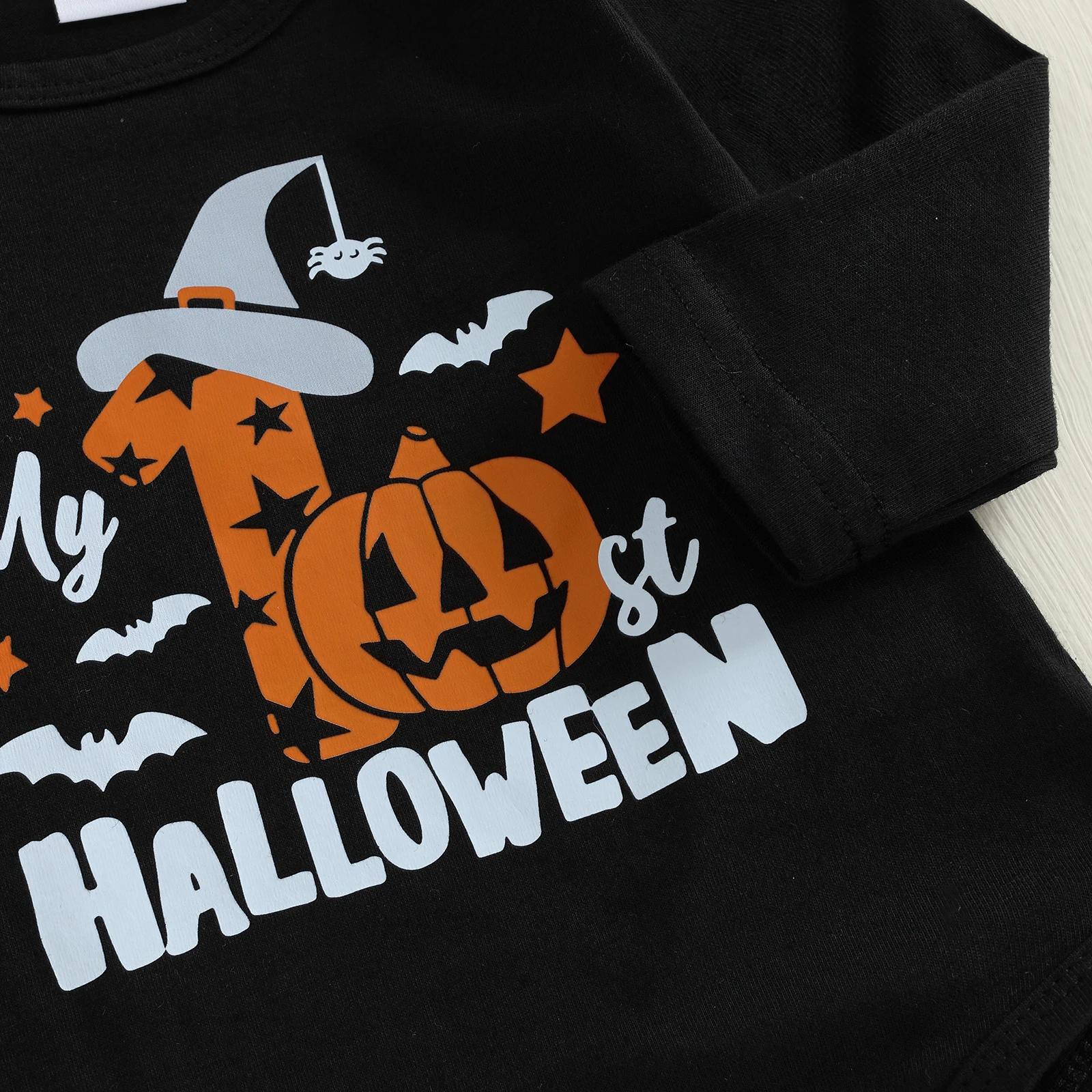 Baby Halloween Outfit 3Pcs Set Romper Pumpkin Pants & Hat - Image 5