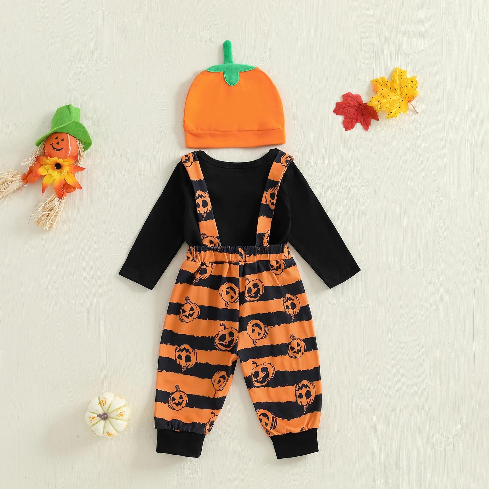 Baby Halloween Outfit 3Pcs Set Romper Pumpkin Pants & Hat - Image 3