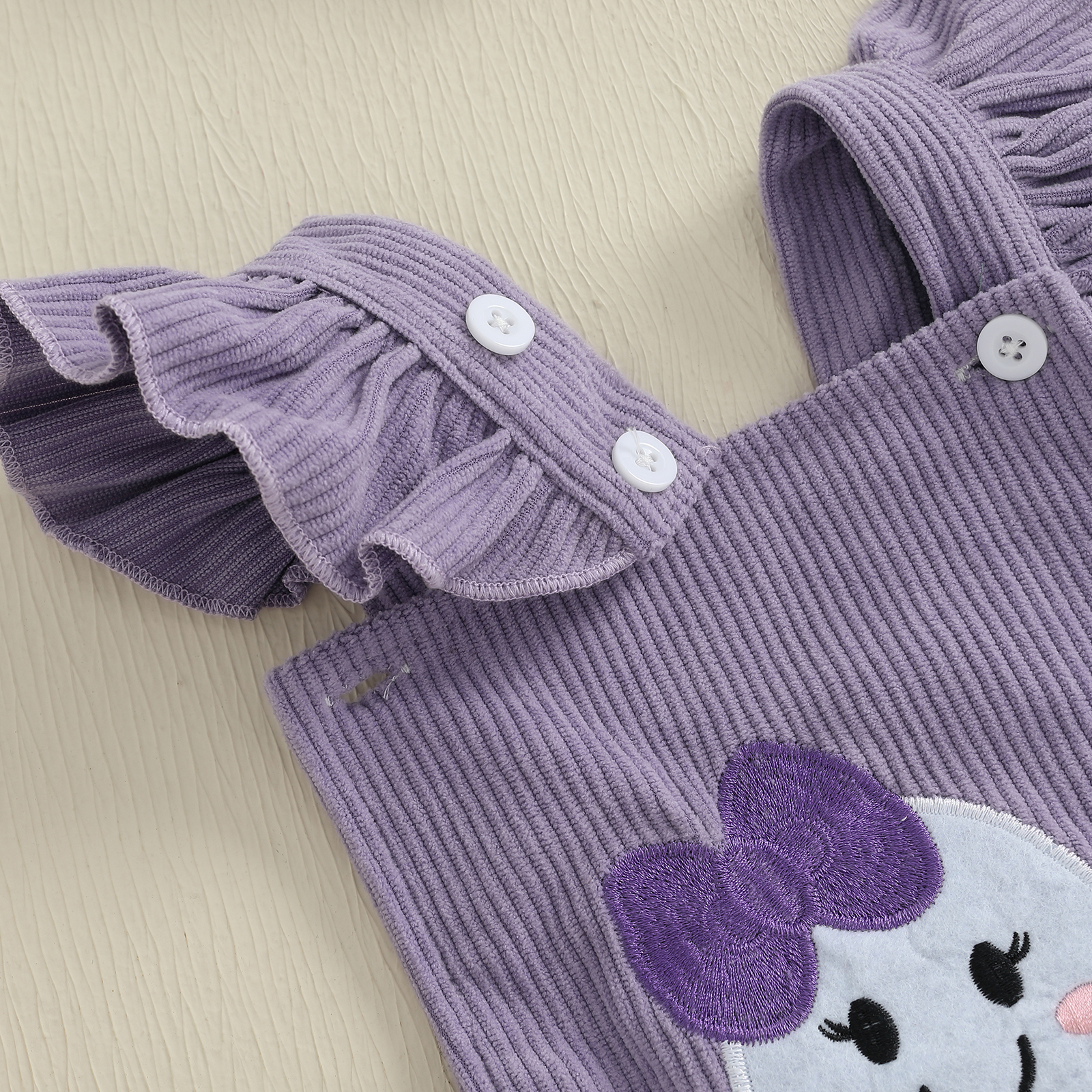 Infant Baby Girl Halloween Romper with Ghost Embroidery and Headband Set - Image 4
