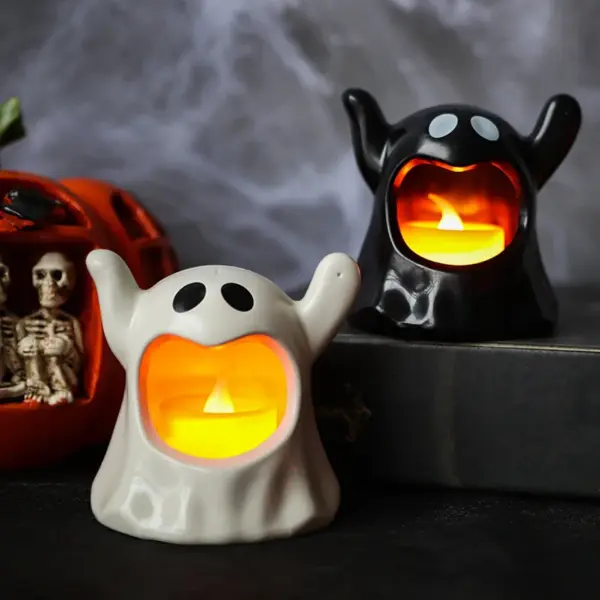 Halloween Ghost LED Night Light Candle Holder Table Decoration