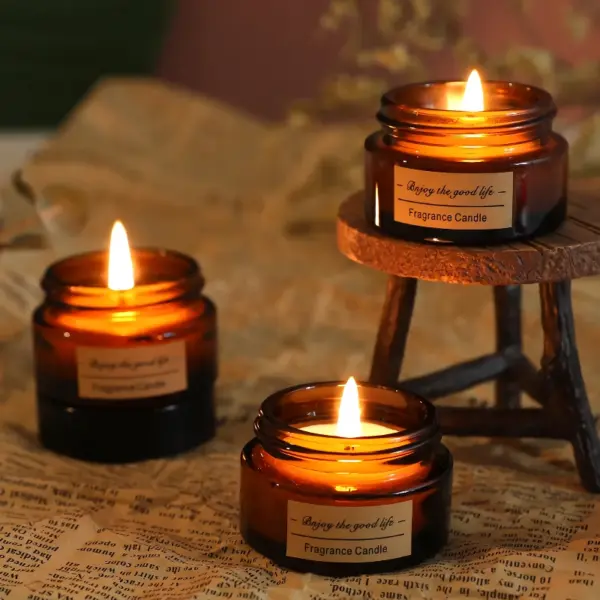 Brown Jasmine Scented Candles - Aromatherapy Smokeless Candle for Weddings & Home