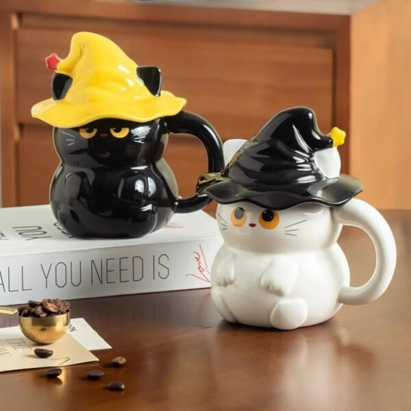 Magic Hat Cat Ceramic Mug with Lid