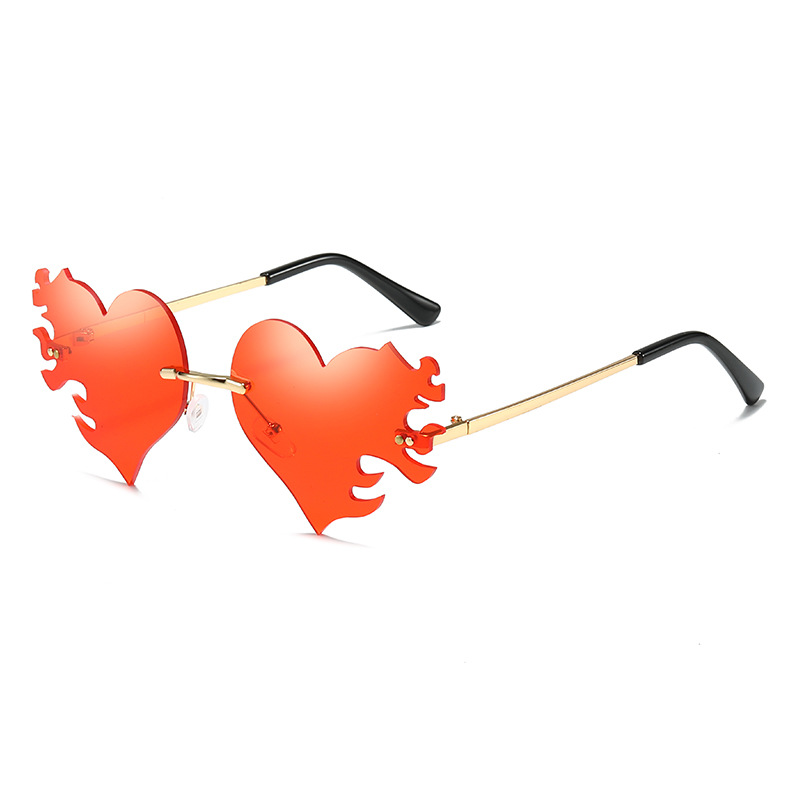 Fashion Rimless Sunglasses with Heart Design for Eye-Catching Style