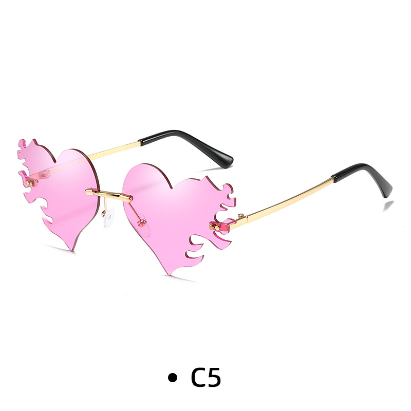 Fashion Rimless Sunglasses with Heart Design for Eye-Catching Style - Image 6