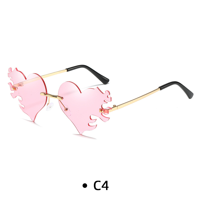 Fashion Rimless Sunglasses with Heart Design for Eye-Catching Style - Image 5