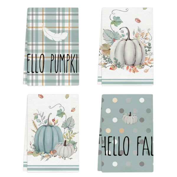 4PCS Thanksgiving Pumpkin Dish Towels Farmhouse Kitchen Decor 18x26in