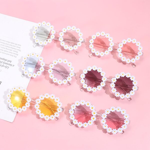 Trendy Daisy Sunglasses for Adults - Round Frame Flower Shades