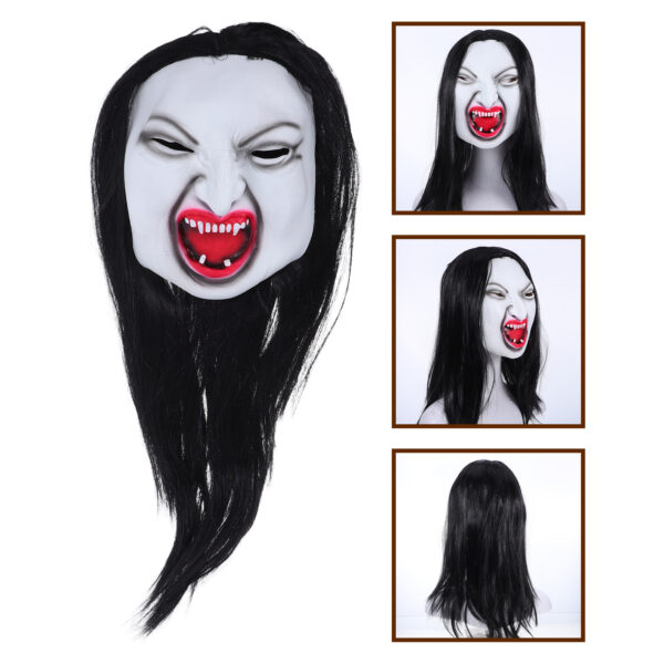Creepy Ghost Mask with Long Hair – Realistic Horror Mask for Halloween & Masquerade Parties