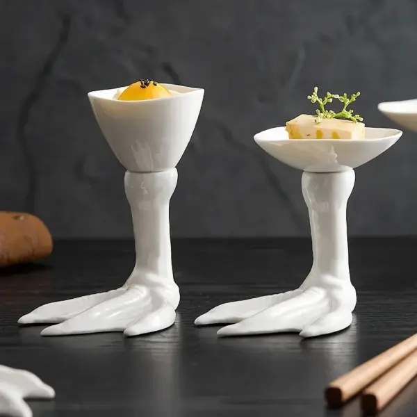 Creative High Foot Ceramic Goose Feet Dim Sum & Dessert Plate