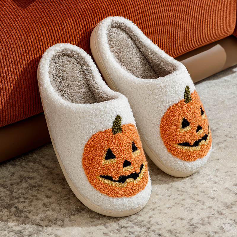 Women's Pumpkin Plush Slippers - Image 3