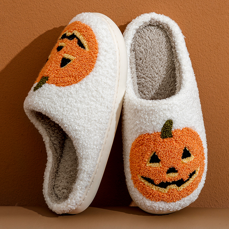 Women's Pumpkin Plush Slippers - Image 2