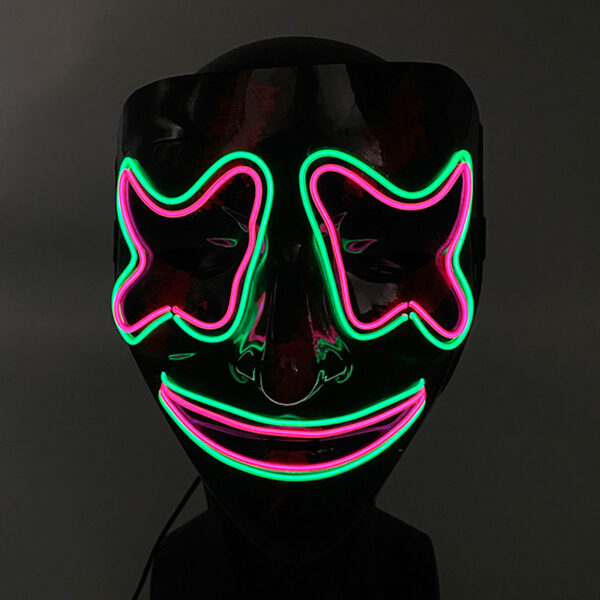 Trendy Glowing Marshmallow Smile Mask - LED Light Up Luminous Scary Cosplay Prop
